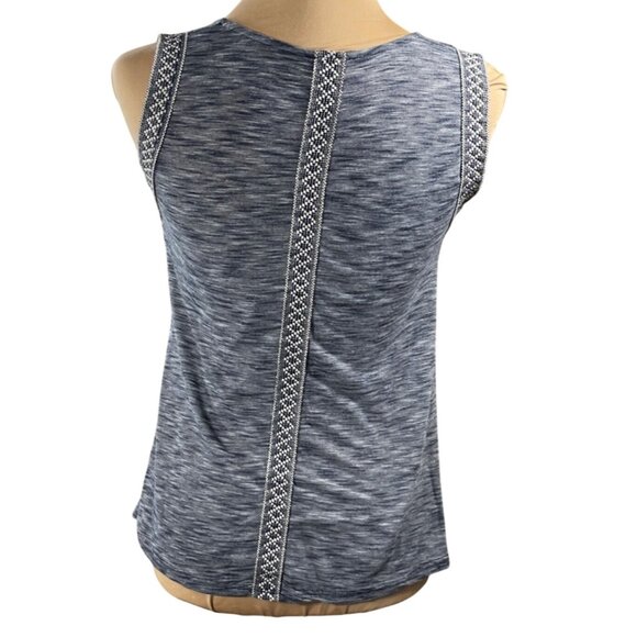 W5 Antropologie Tank Top Woven Trim Blue XS Extra Small - Picture 3 of 6